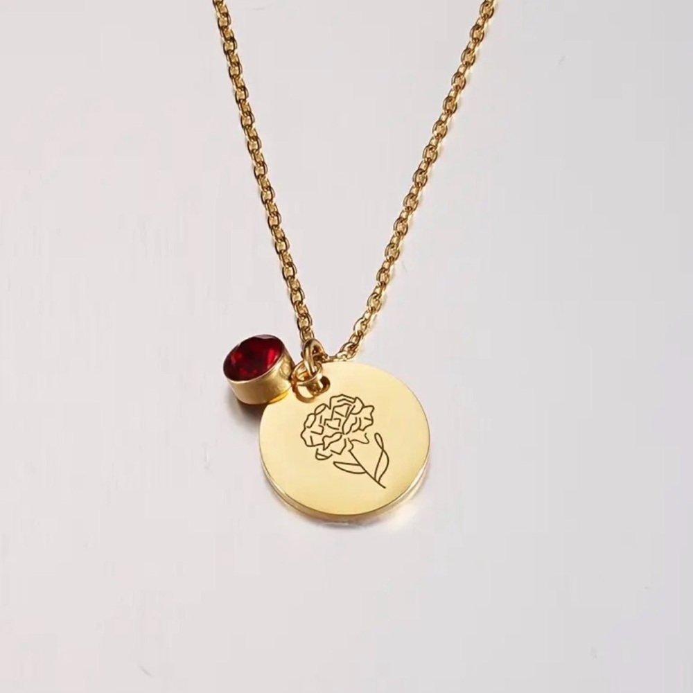 January Antique Gold Tone Birth Flower Charm Necklace NWT